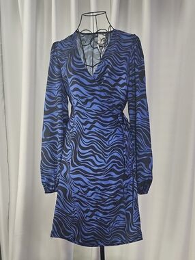Y.A.S Blue Zebra-Print Wrap Dress